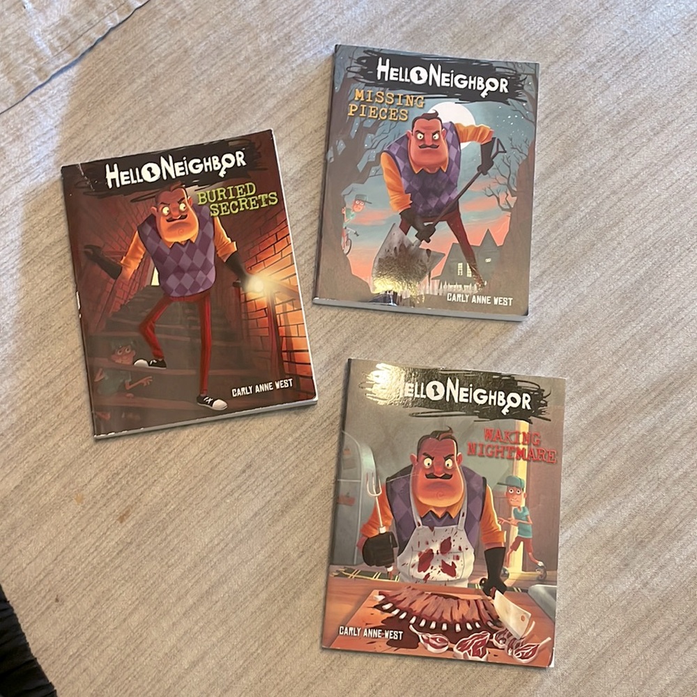 Set of 3 Hello Neighbor Books, Softcover, by Carly Anne West, video game based